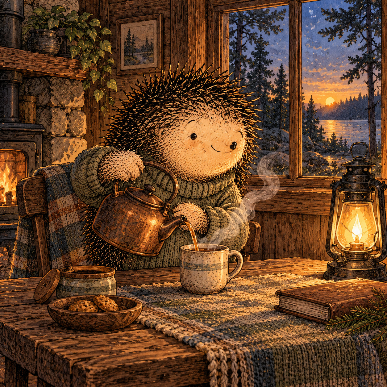 A gentle cream-faced, spiky-furred woodland companion exploring Day 69: Ritual