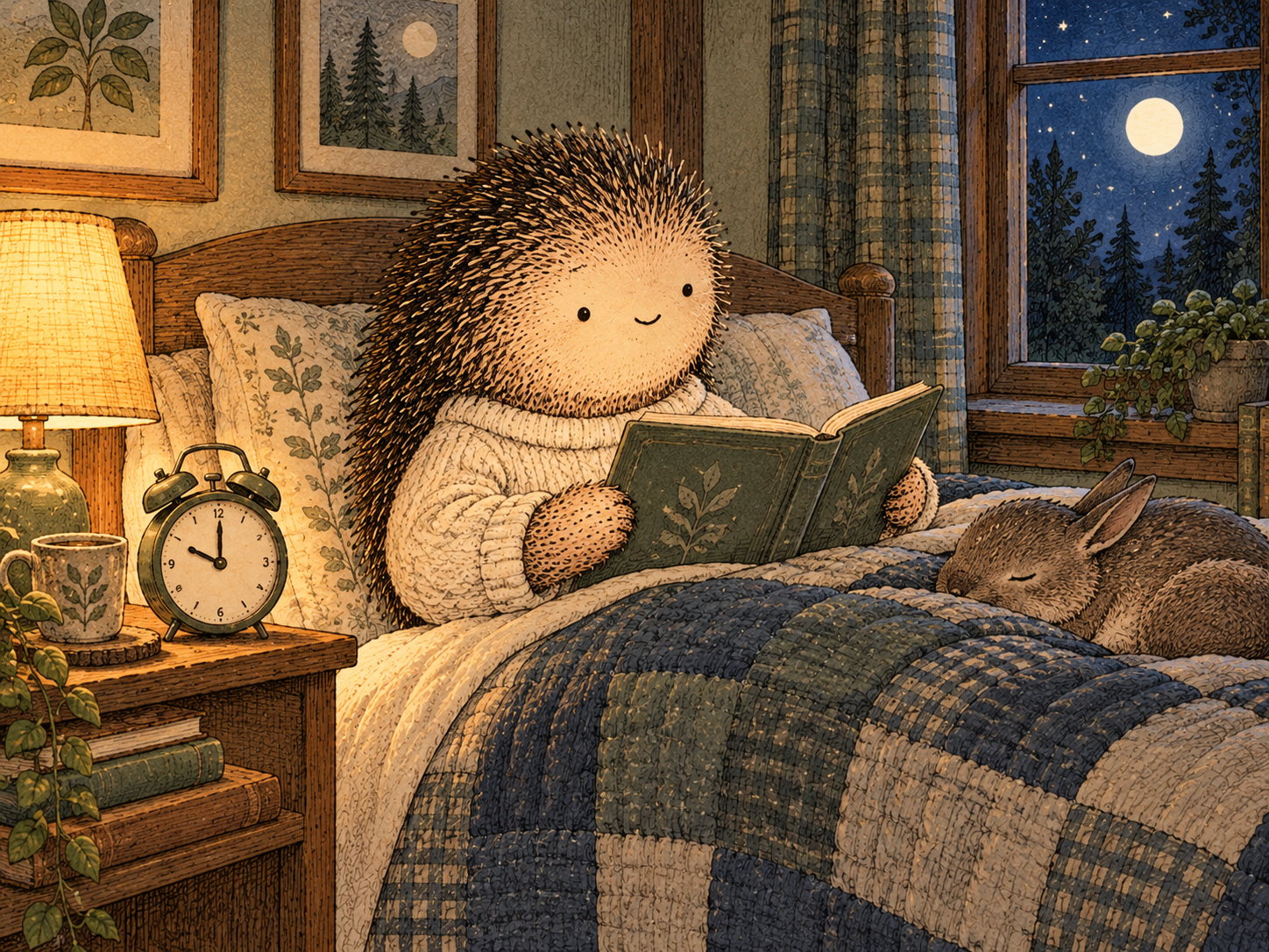 Day 94: More Predictable Timing Can Make Sleep Feel Less Like a Nightly Negotiation. Woodland hedgehog illustration.