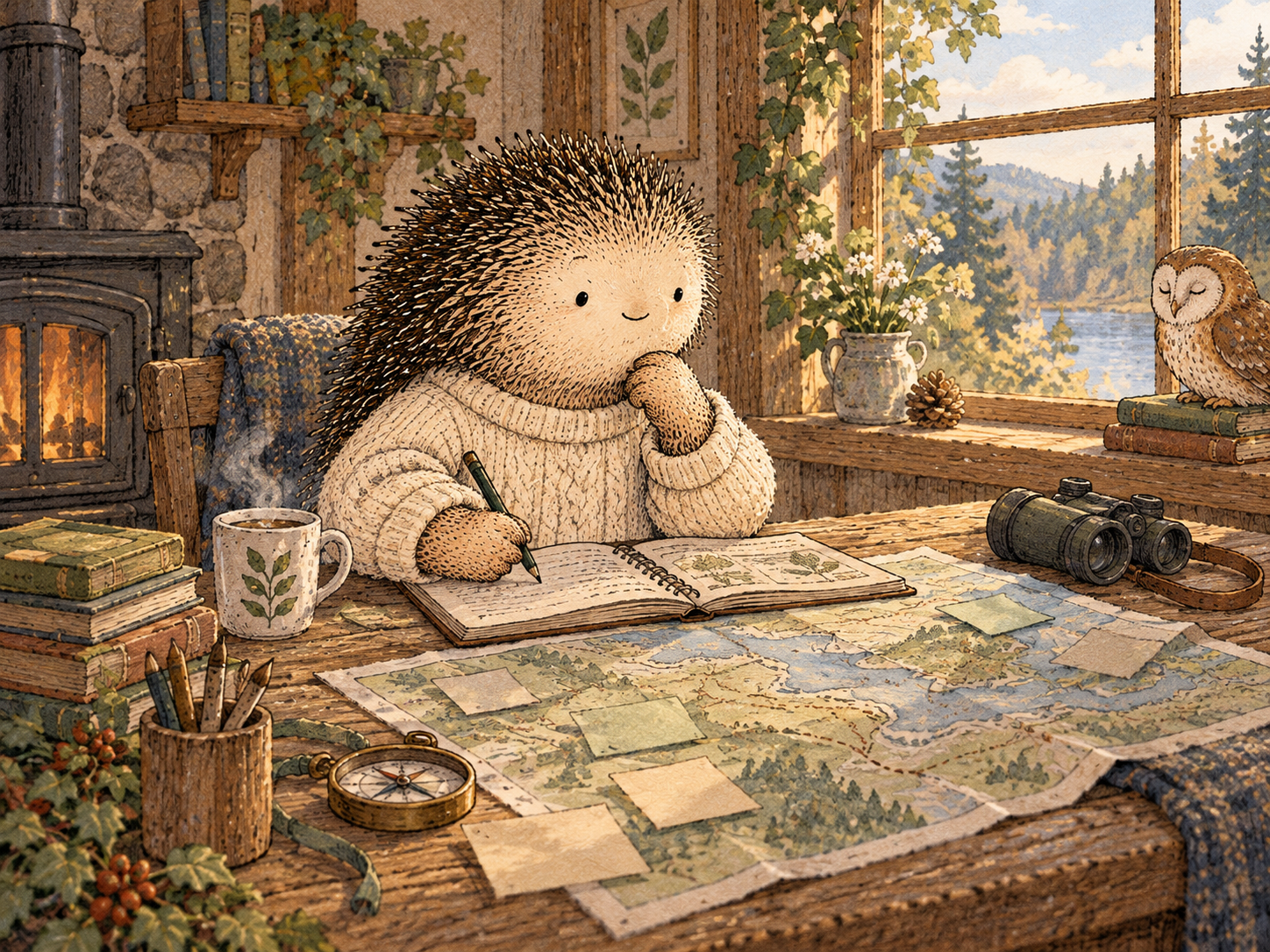 Day 354: Leaving Room for Future Evidence Can Keep Strong Present Decisions From Becoming Unnecessarily Rigid. Woodland hedgehog illustration.