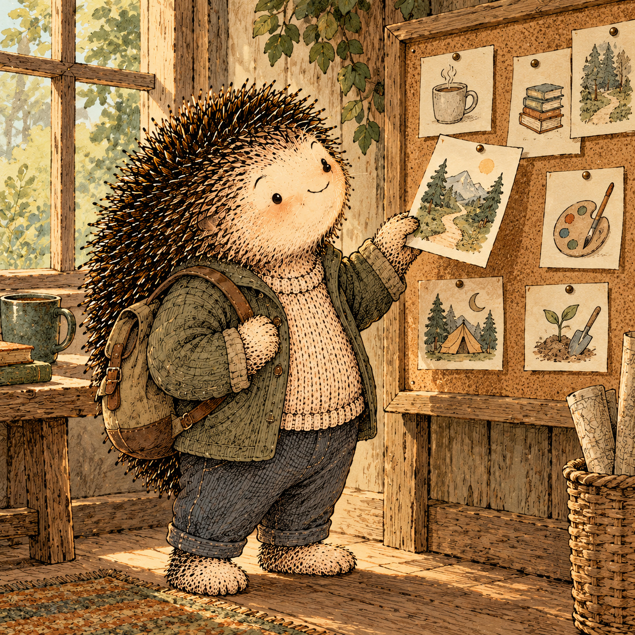 A gentle cream-faced, spiky-furred woodland companion exploring Day 234: What Are You Saying Yes To Now?
