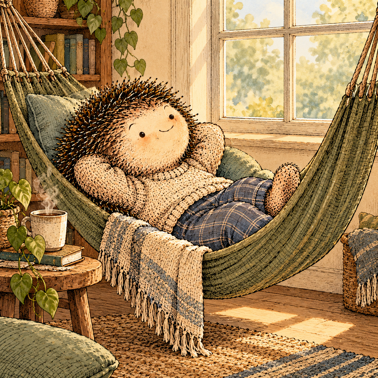 A gentle cream-faced, spiky-furred woodland companion exploring Day 253: Rest Without Earning It
