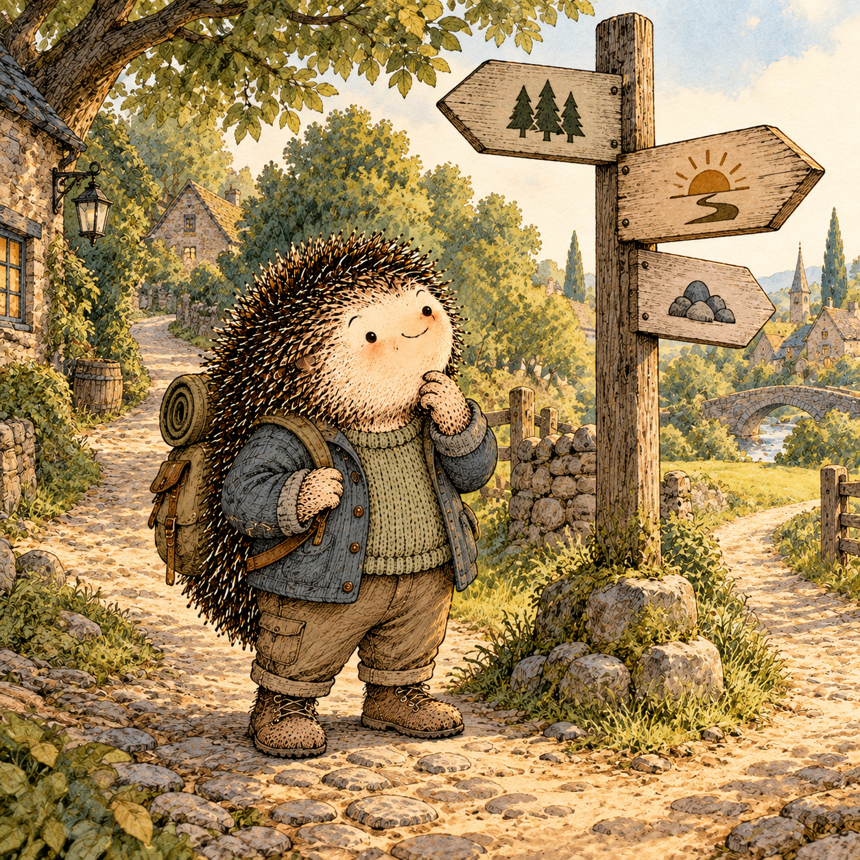 A gentle cream-faced, spiky-furred woodland companion exploring Day 331: Choose a Direction, Not a Reinvention
