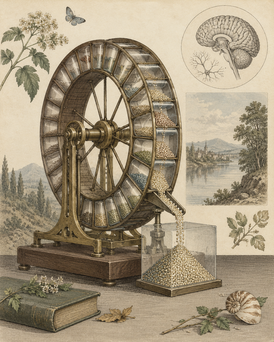 Vintage CWOB scientific illustration for Spend Time Like It Is Nonrefundable
