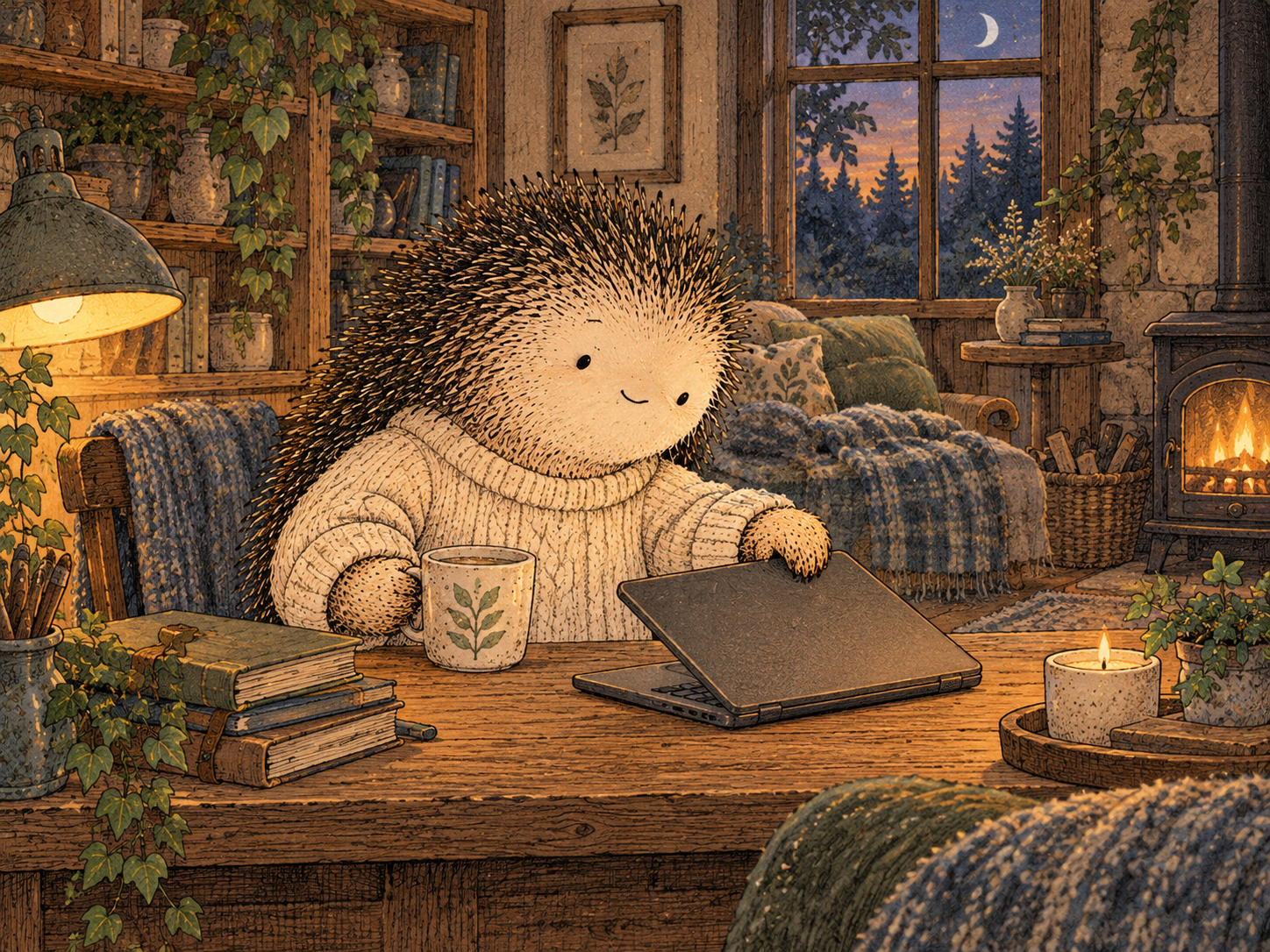 Day 251: Boundaries Around Good Things Preserve the Capacity That Made the Good Life Possible. Woodland hedgehog illustration.
