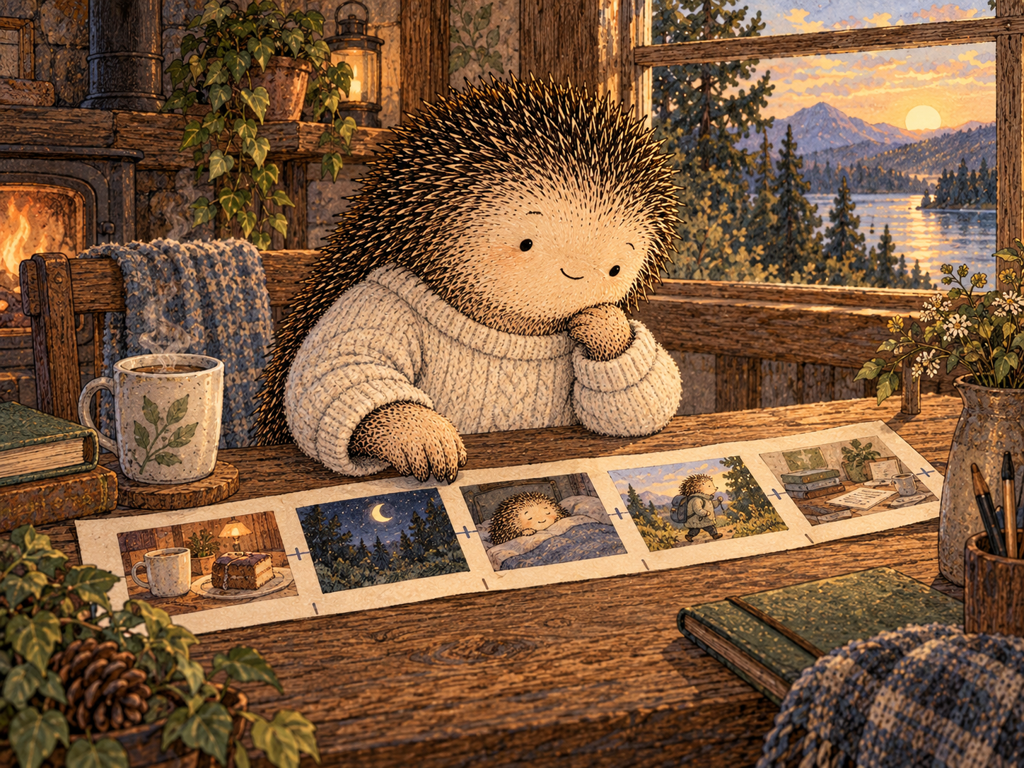 Day 72: You Can Evaluate the Pattern Using the Whole Timeline Instead of Only the Obvious Consequences. Woodland hedgehog illustration.