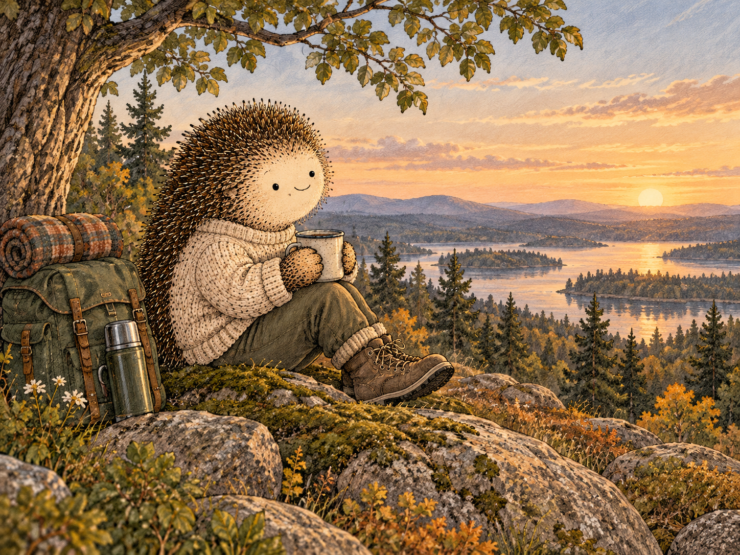 Day 239: A Better Baseline Reduces How Much Work Weekends, Vacations and Fast Rewards Have to Do. Woodland hedgehog illustration.