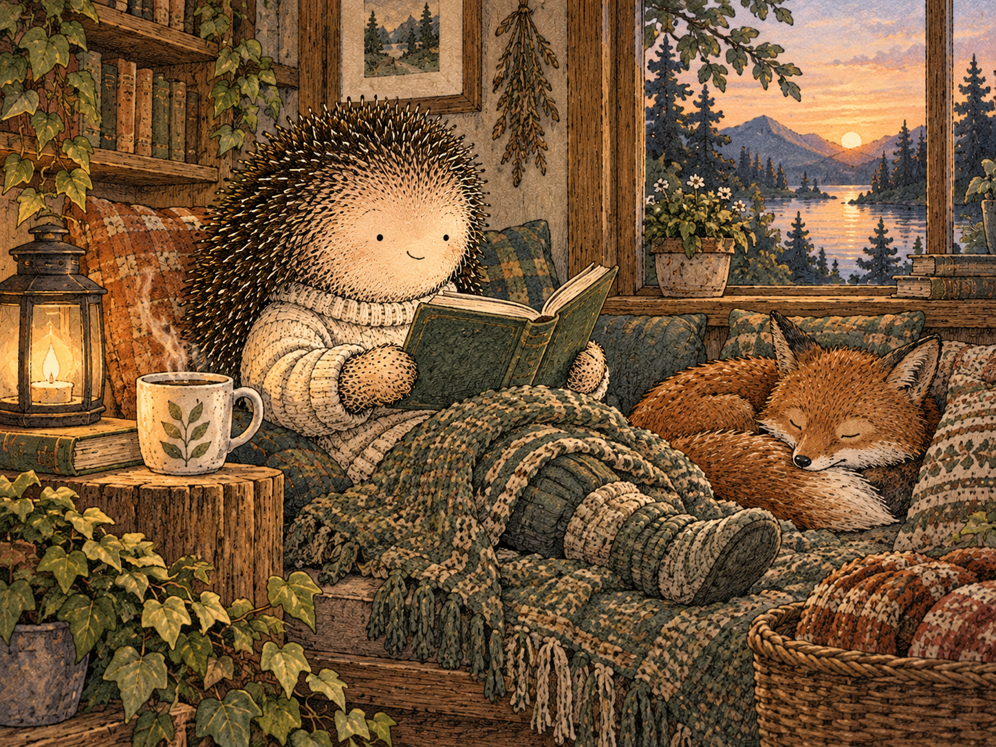 Day 210: The Change Taking Up Less Mental Space Gives the Rest of Your Life More Room. Woodland hedgehog illustration.