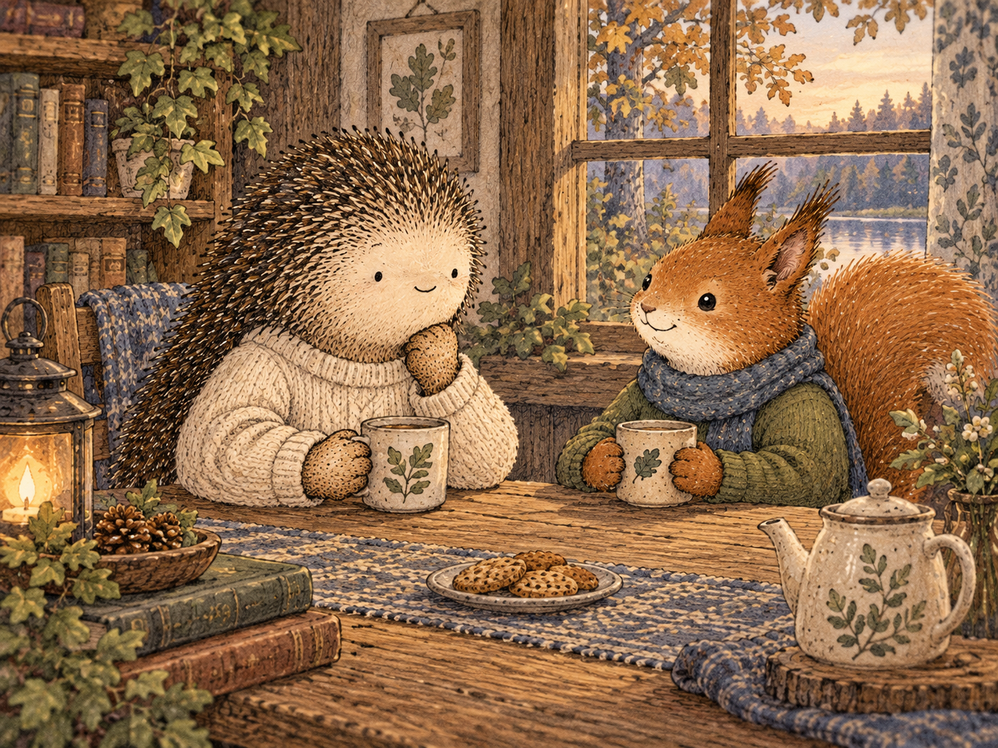 Day 322: One Preserved Relationship Thread Can Maintain Connection and Perspective Without Requiring a Full Social Calendar. Woodland hedgehog illustration.