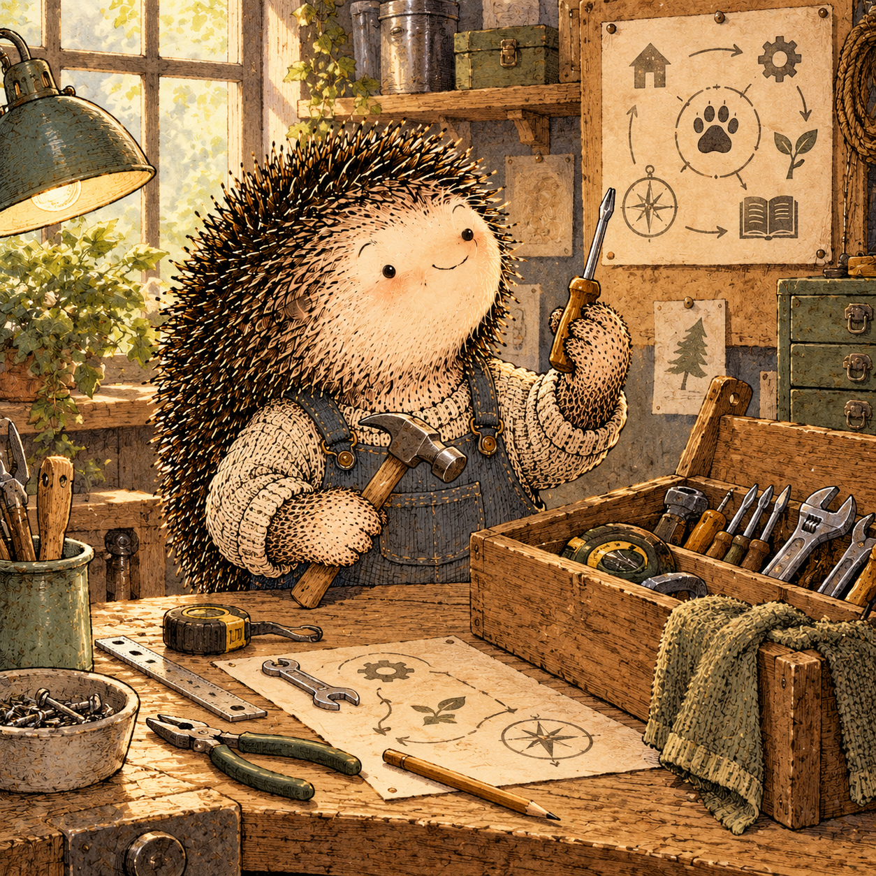 A gentle cream-faced, spiky-furred woodland companion exploring Day 301: What the System Knows Now