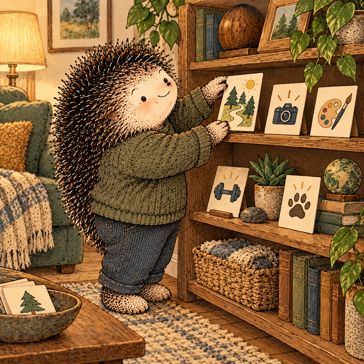 A gentle cream-faced, spiky-furred woodland companion exploring Day 285: What Your Eyes Keep Seeing