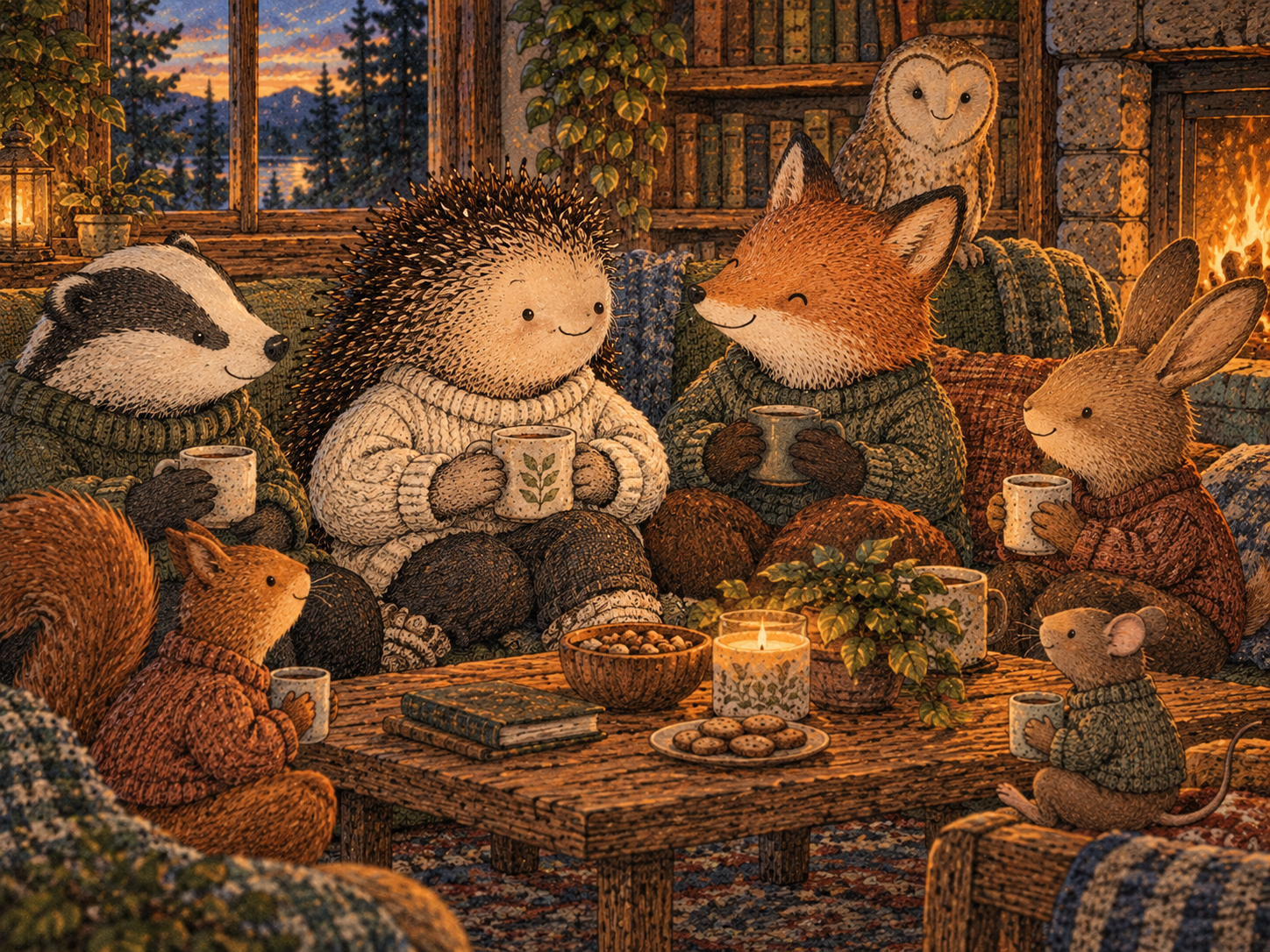Day 58: You Can Learn What Connection Feels Like Without Wondering How Much Alcohol Was Doing. Woodland hedgehog illustration.