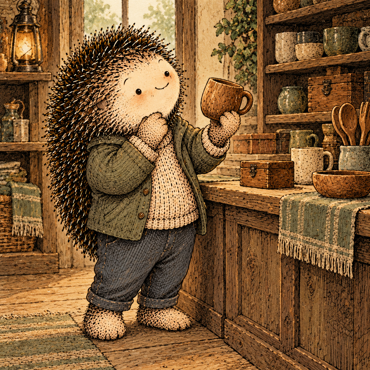 A gentle cream-faced, spiky-furred woodland companion exploring Day 220: Recheck the Trade