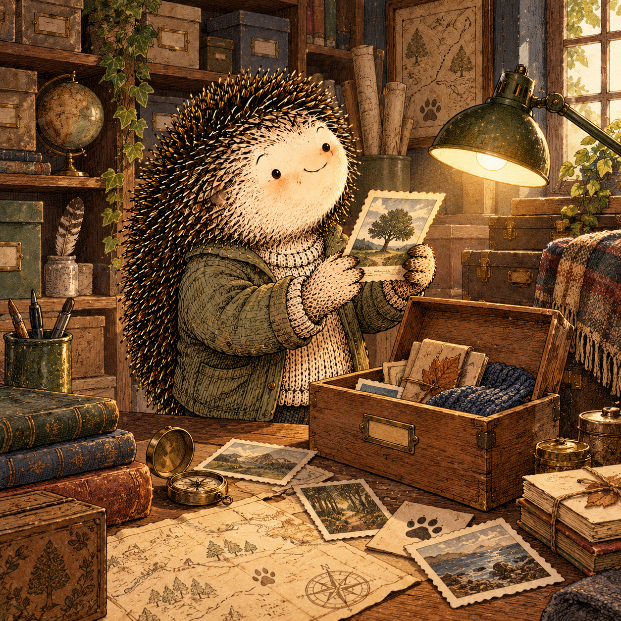 A gentle cream-faced, spiky-furred woodland companion exploring Day 342: What Will Still Matter in Five Years?