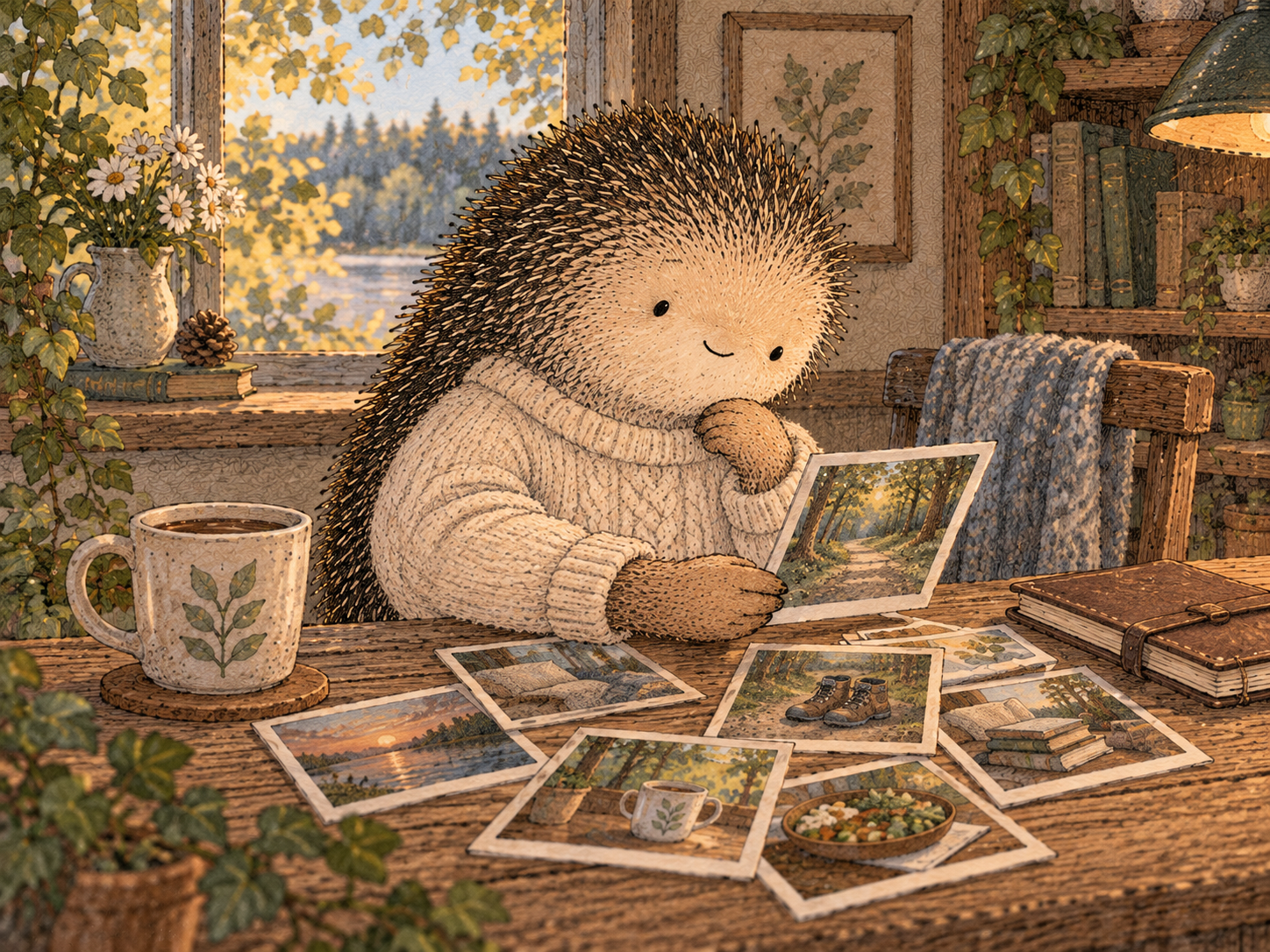 Day 86: You Can Evaluate Moderation Using the Whole Relationship, Not Only the Drink Count. Woodland hedgehog illustration.
