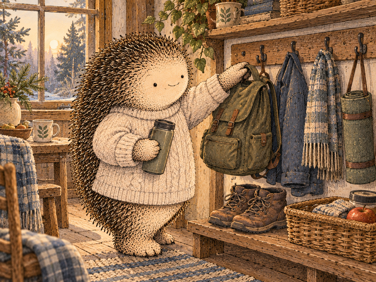 Day 352: Turning Repeated Lessons Into Simple Defaults Can Reduce Friction Without Requiring More Motivation. Woodland hedgehog illustration.