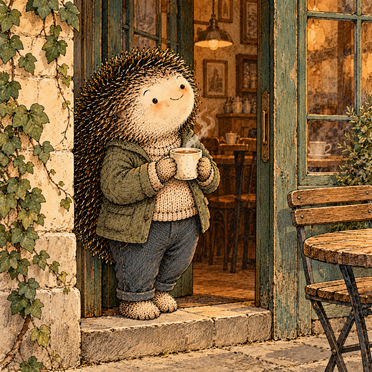 A gentle cream-faced, spiky-furred woodland companion exploring Day 200: The Place Remembers