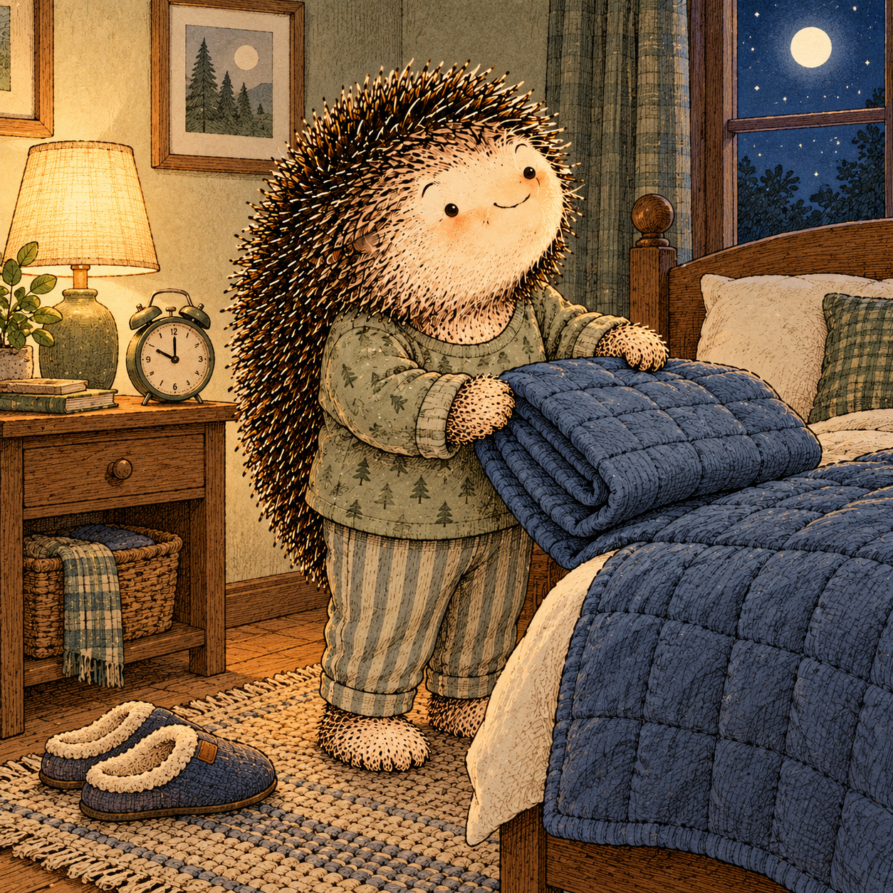 A gentle cream-faced, spiky-furred woodland companion exploring Day 94: Sleep Consistency