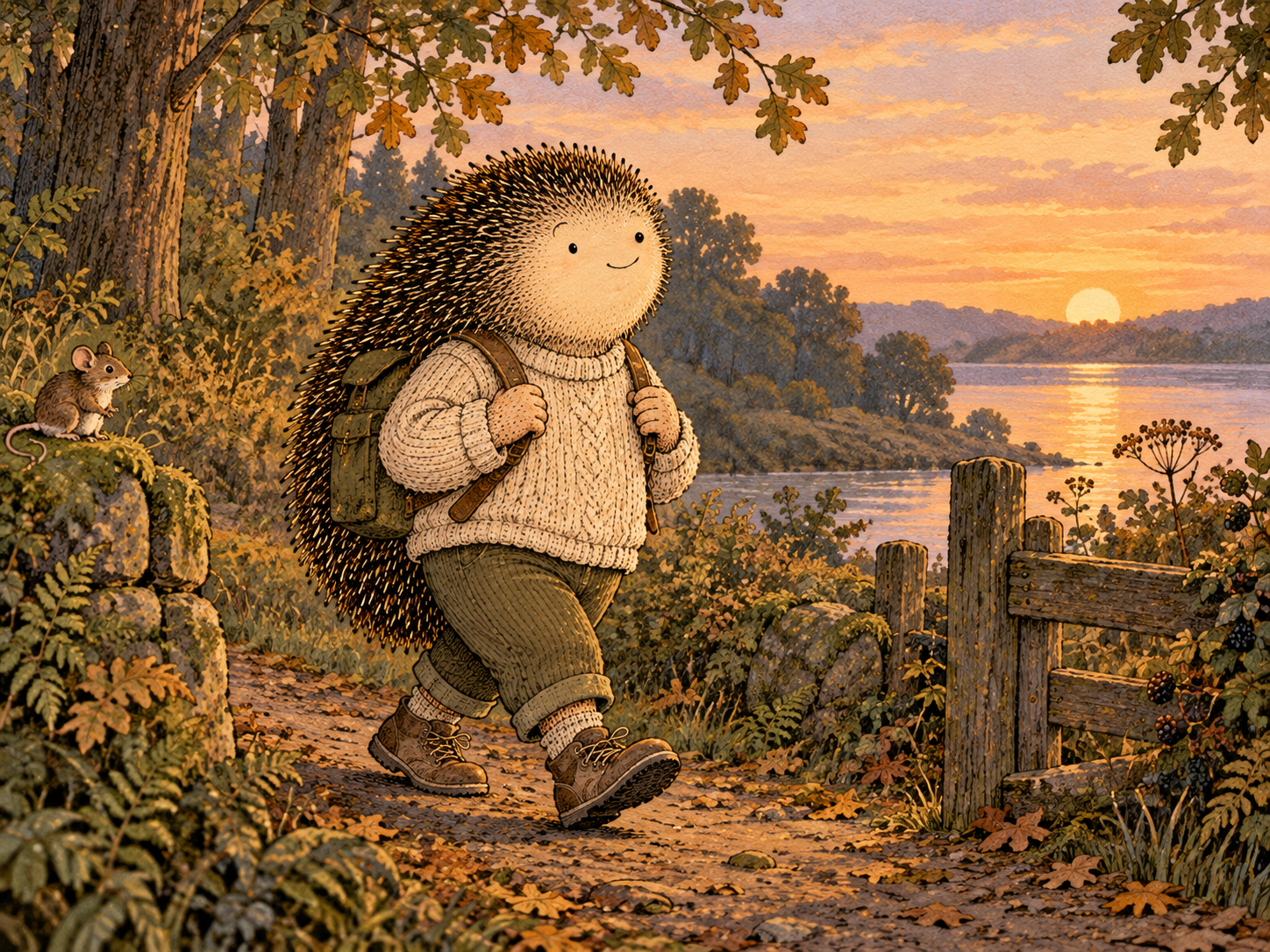 Day 92: Fixing One Earlier Condition Can Make the Whole Evening Feel Less Loaded. Woodland hedgehog illustration.