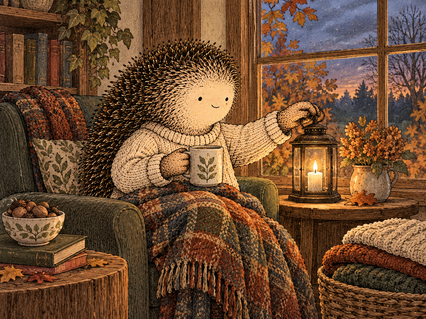 Day 192: Seasonal Awareness Prevents Context Changes From Looking Like Personal Failure. Woodland hedgehog illustration.