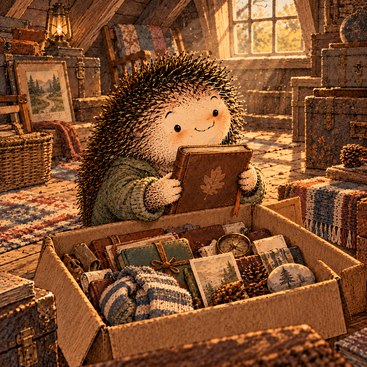 A gentle cream-faced, spiky-furred woodland companion exploring Day 100: Day 100 — Look Back Before Moving Forward