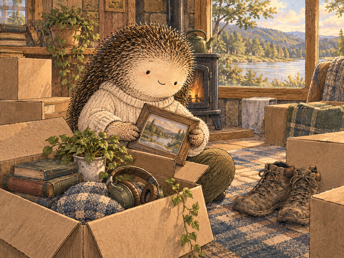 Day 318: A Few Protected Anchors Can Make a New Chapter Feel Less Behaviorally Chaotic. Woodland hedgehog illustration.