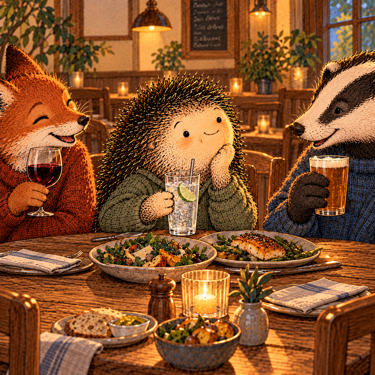 A gentle cream-faced, spiky-furred woodland companion exploring Day 162: Being the Only One Not Drinking