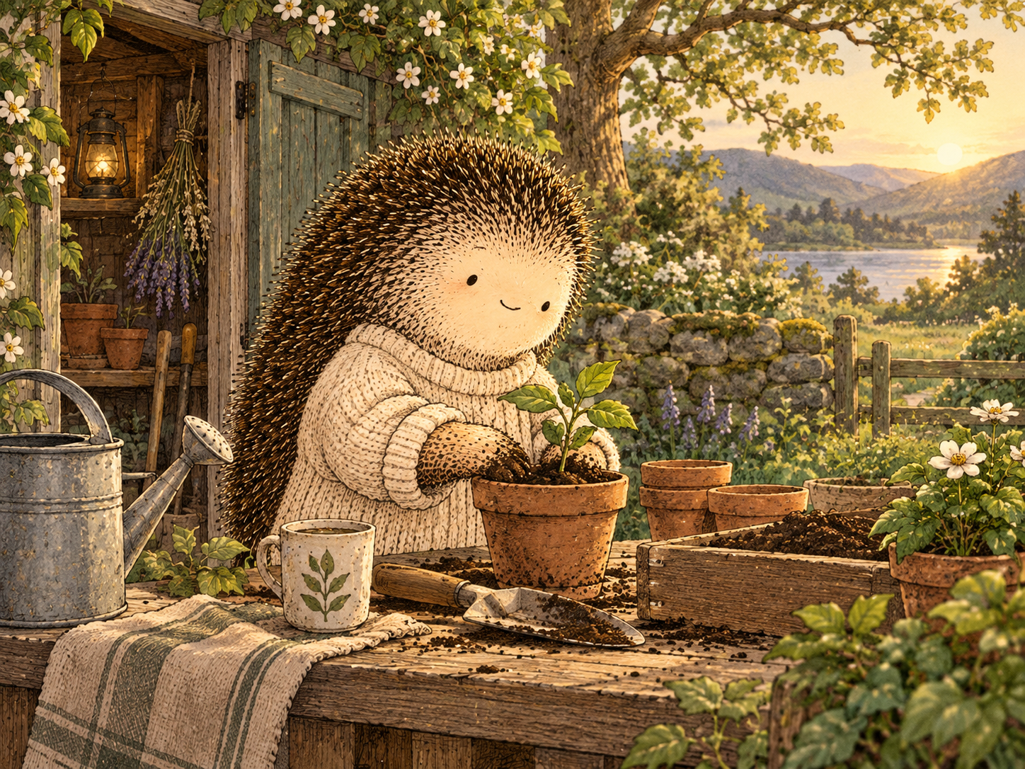 Day 328: Restoring Activities That Add Genuine Pleasure, Meaning or Connection Makes the Rebuilt Life More Than a Collection of Protections. Woodland hedgehog illustration.