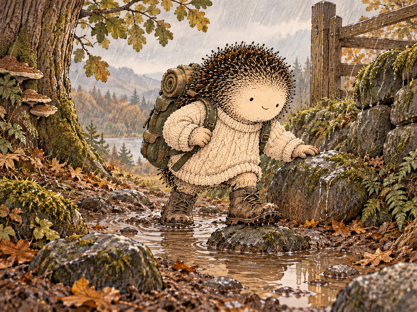 Day 183: Ordinary Situations Reveal Which Skills Became Yours Instead of Remaining Things You Only Know About. Woodland hedgehog illustration.