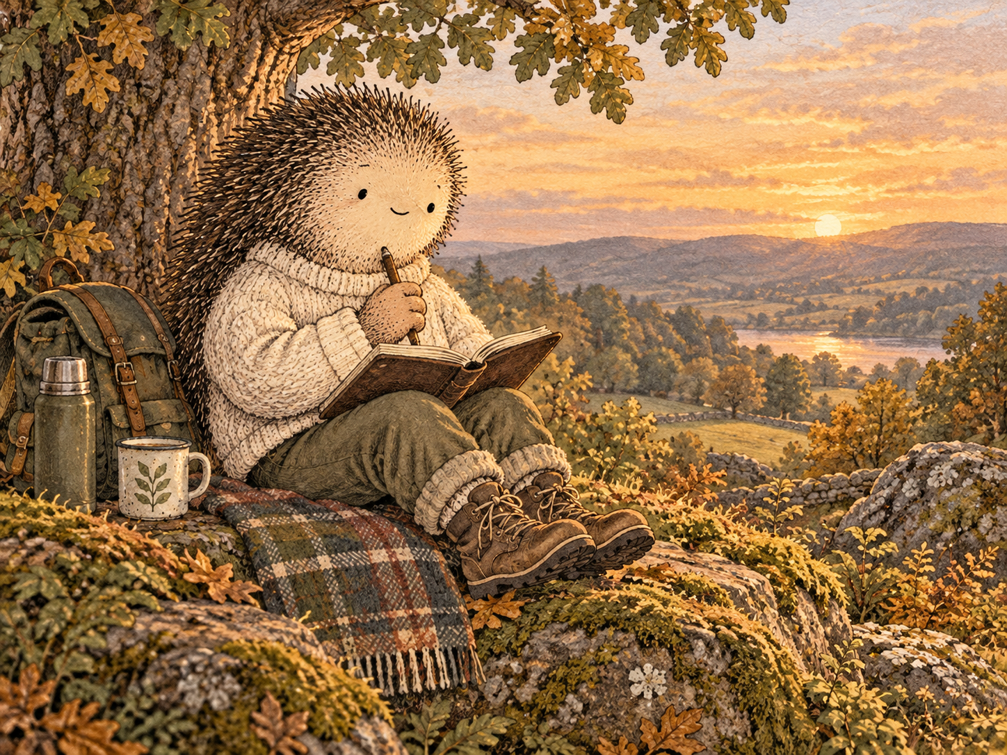 Day 204: Seeing Social Perception as Delayed Information Keeps One Comment From Becoming an Identity Crisis. Woodland hedgehog illustration.