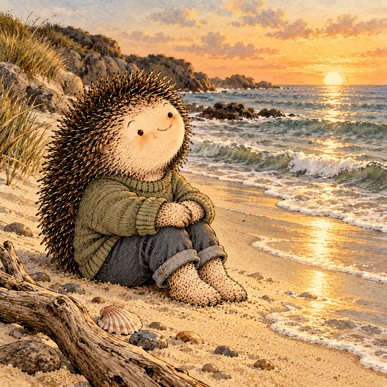 A gentle cream-faced, spiky-furred woodland companion exploring Day 252: Who Are You Without the Chase?