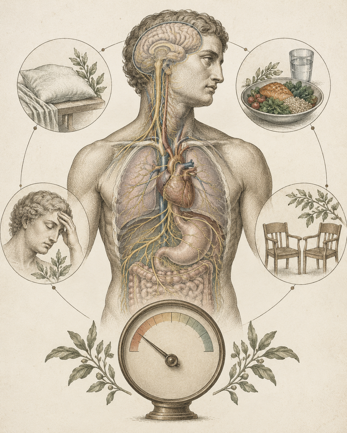 Vintage anatomical study of bodily and social conditions that narrow decision-making margin.