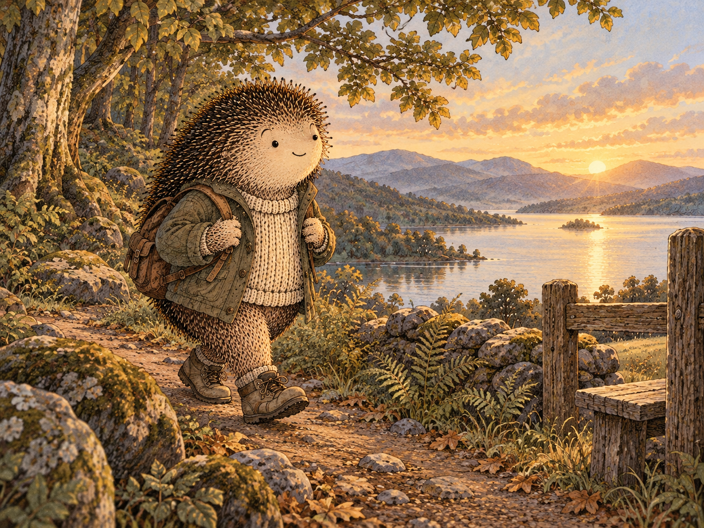Day 64: You Can Learn to Step Away Without Disappearing From Yourself. Woodland hedgehog illustration.