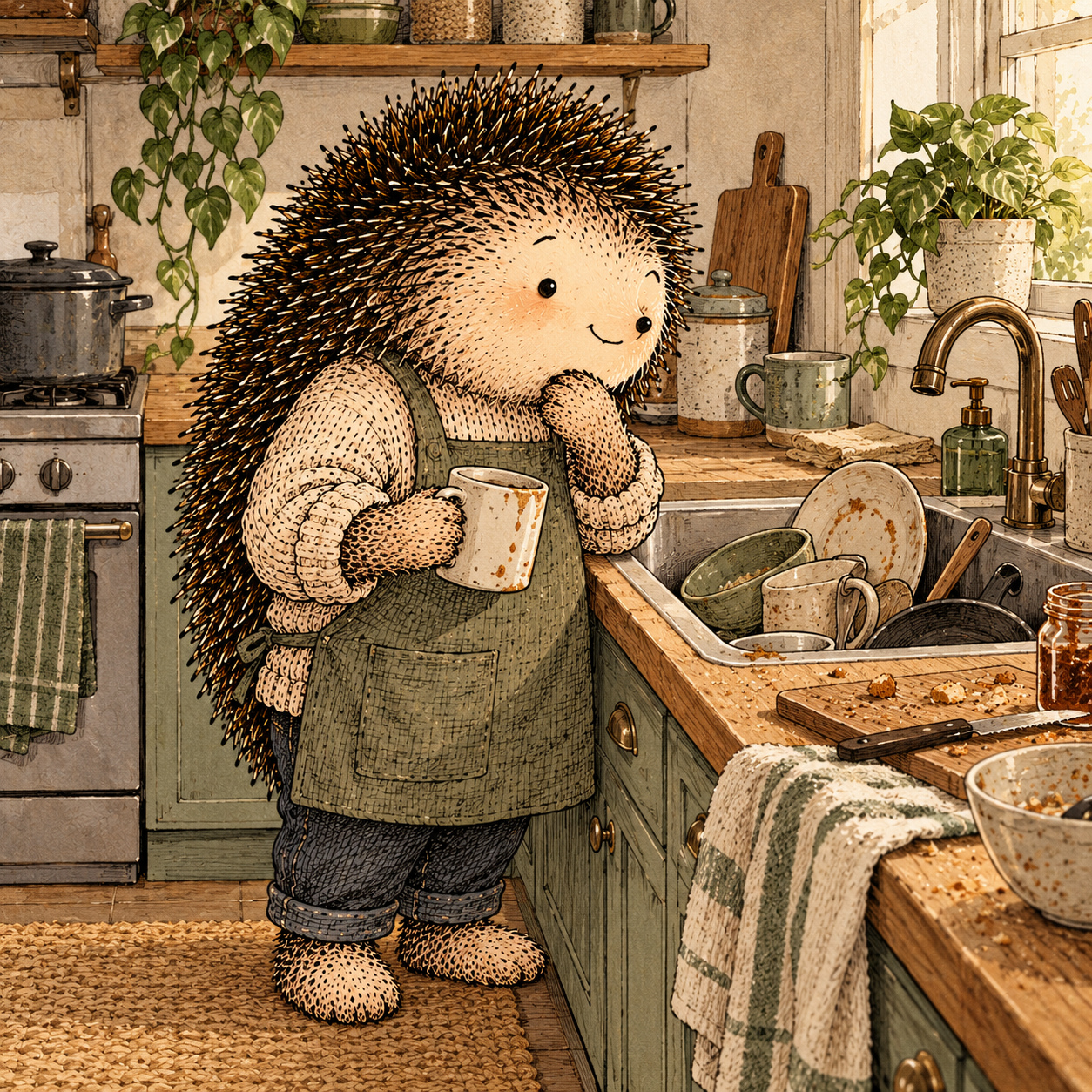 A gentle cream-faced, spiky-furred woodland companion exploring Day 187: What Falls Apart First?