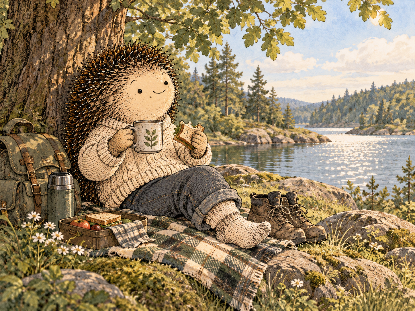 Day 228: Turning Off Emergency Mode Helps Your Body and Schedule Begin Using the Margin You Fought to Protect. Woodland hedgehog illustration.