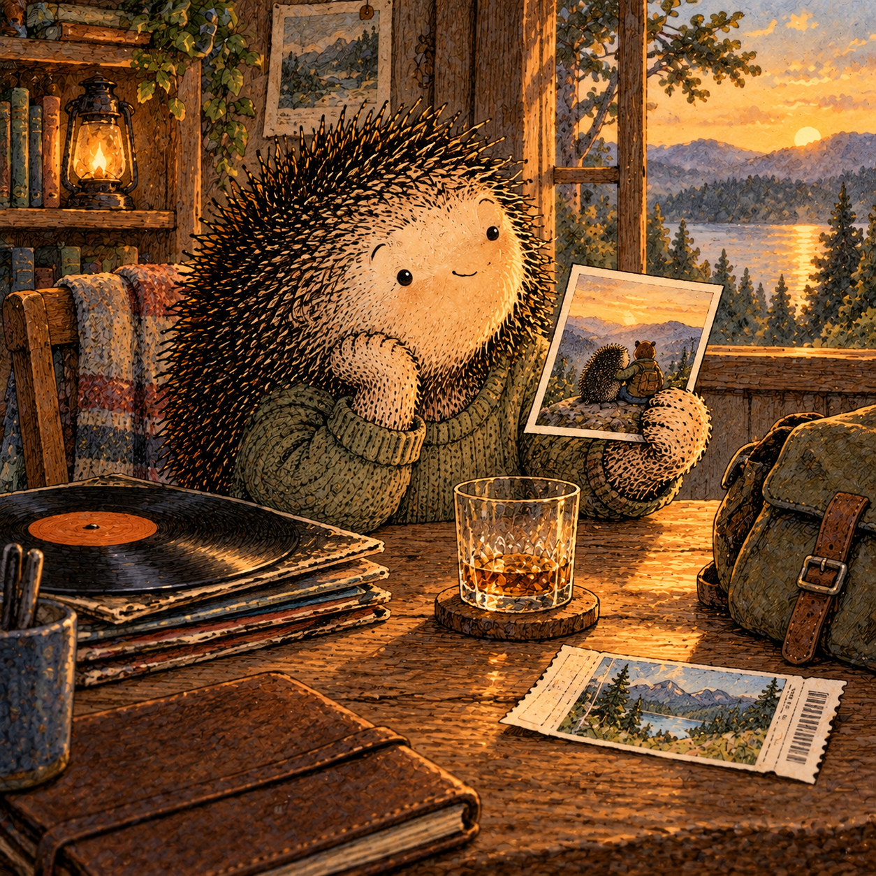 A gentle cream-faced, spiky-furred woodland companion exploring Day 59: What Do You Actually Miss?