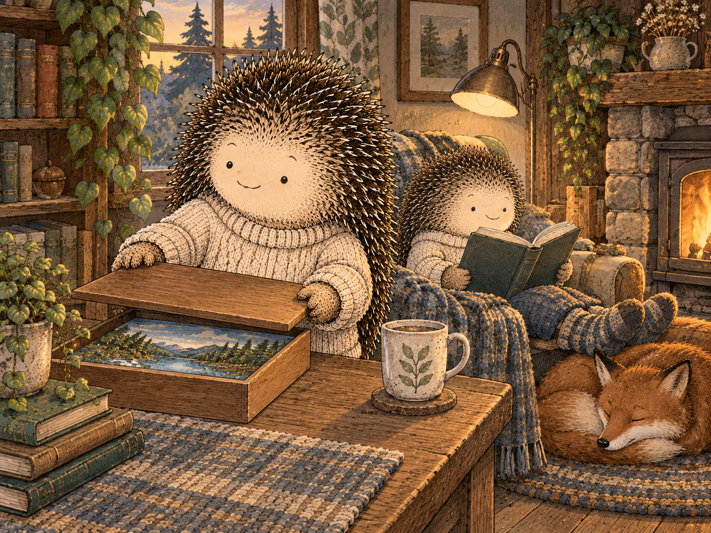 Day 308: Leaving Solved Problems Closed Preserves Attention for Parts of Life That Actually Need It. Woodland hedgehog illustration.