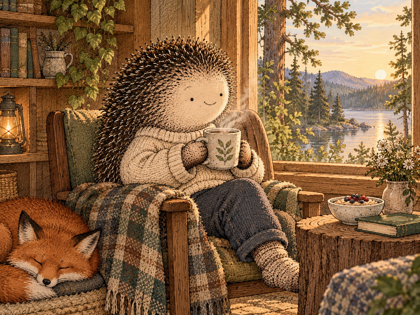 Day 180: The Biggest Gain May Be That Alcohol Is No Longer the Best Explanation for So Much of Your Life. Woodland hedgehog illustration.