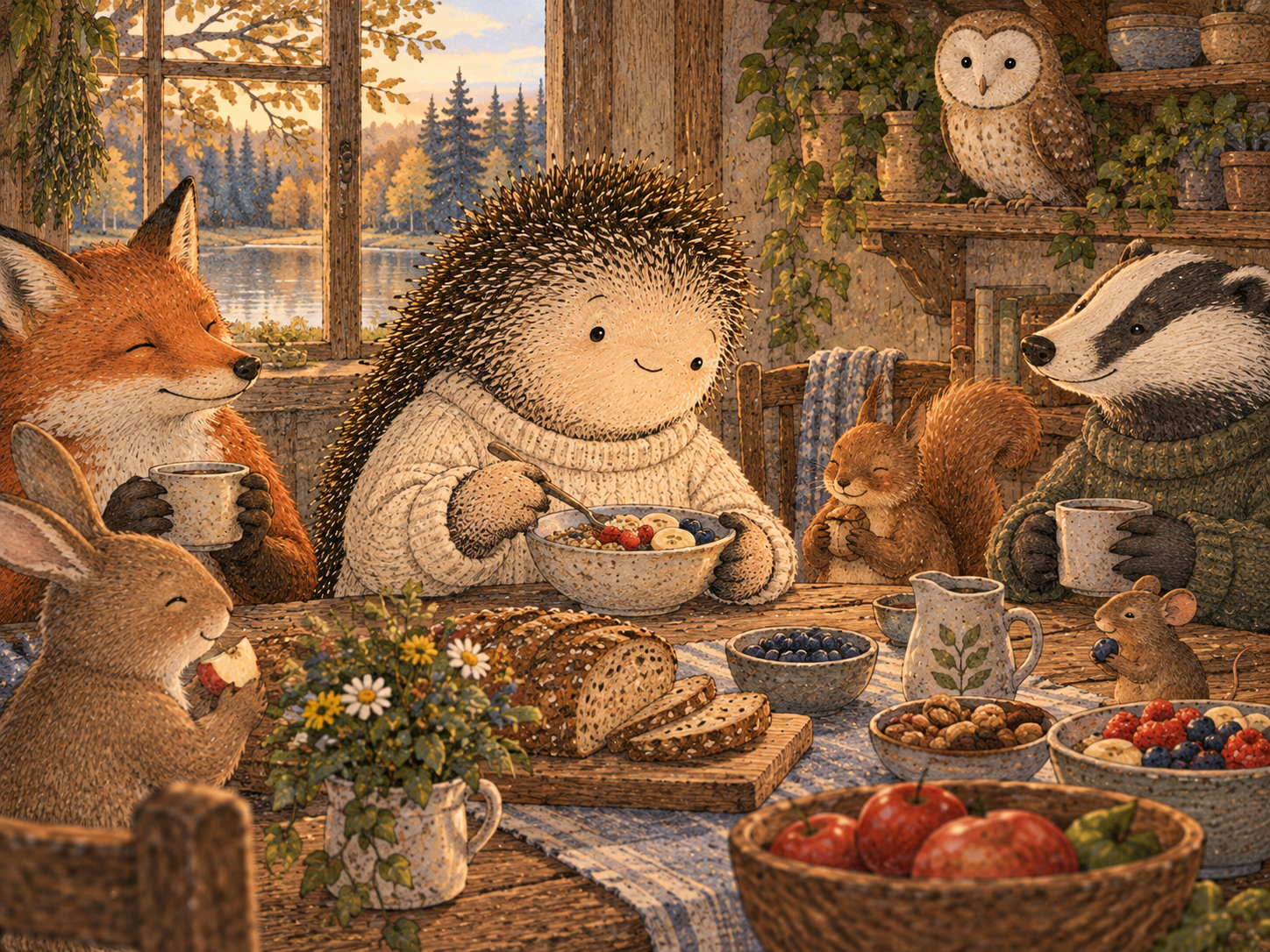 Day 40: A Fed Body May Give You More Room to Choose. Woodland hedgehog illustration.