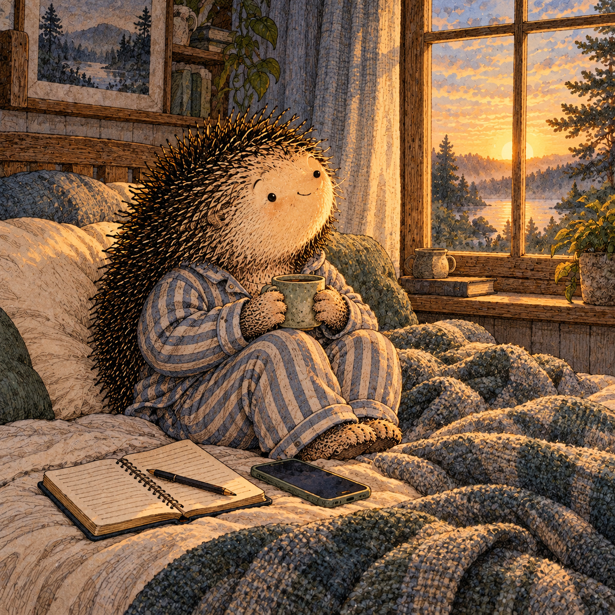 A gentle cream-faced, spiky-furred woodland companion exploring Day 70: Self-Medication