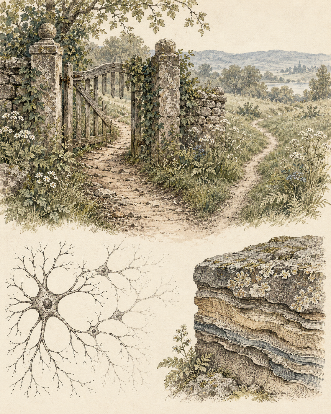 Vintage CWOB scientific illustration for The Place Remembers