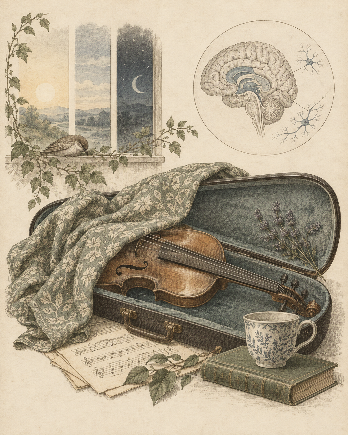 Vintage CWOB scientific illustration for Rest Without Earning It