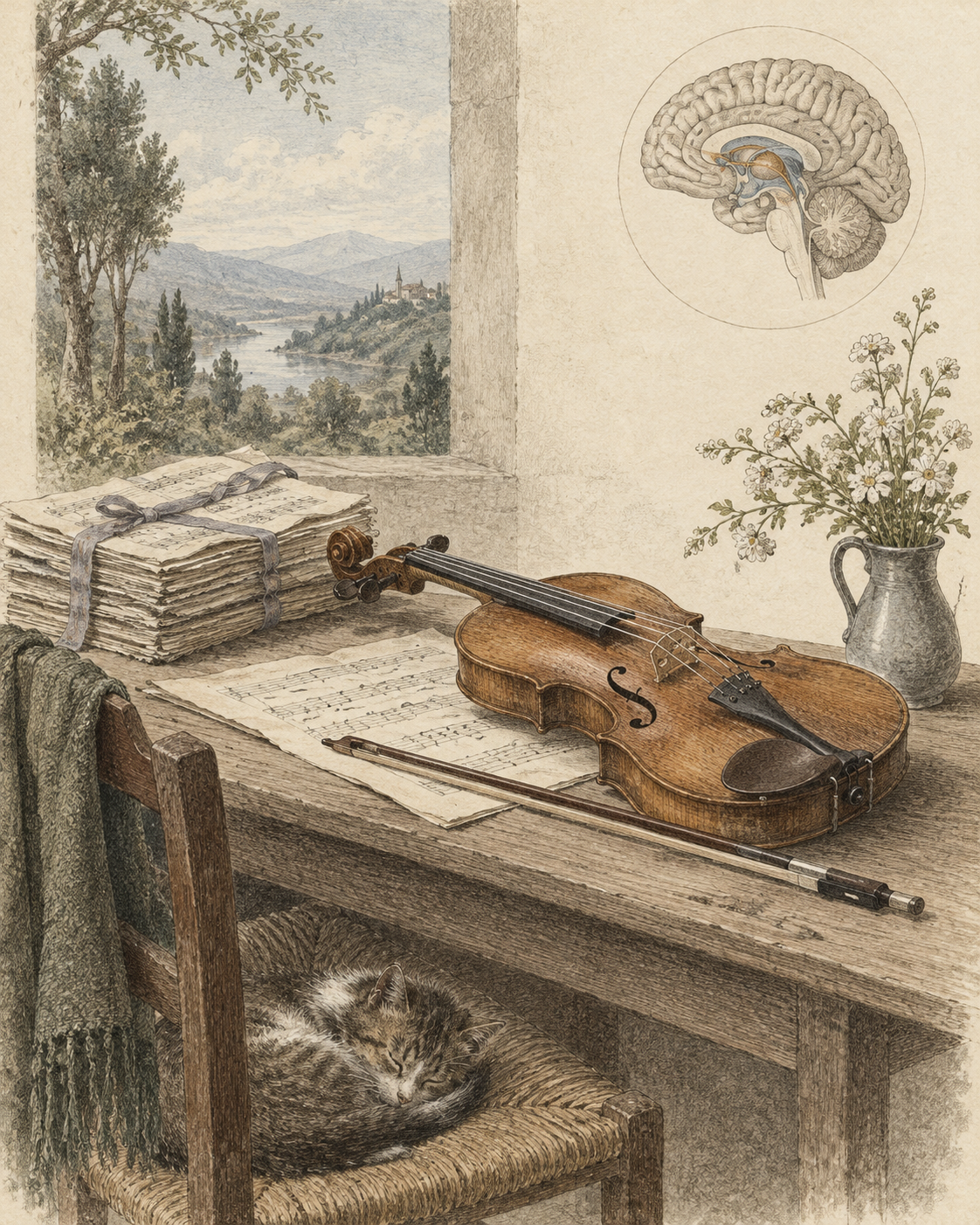 Vintage CWOB scientific illustration for The Quiet Confidence of Not Thinking About It