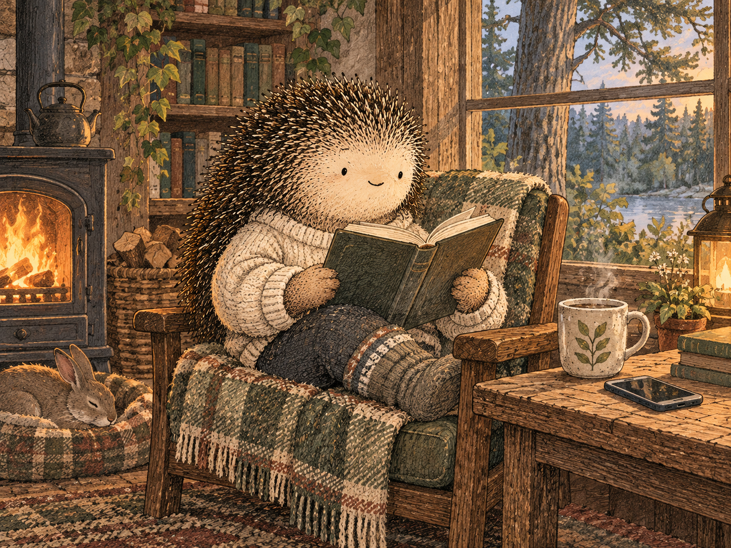 Day 182: Less Frequent Checking Can Free Mental Space Without Giving Up Useful Awareness. Woodland hedgehog illustration.