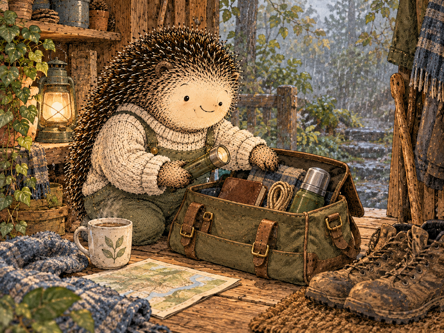 Day 303: A Small Trusted Toolkit Reduces Experimentation When Conditions Are Already Hard. Woodland hedgehog illustration.