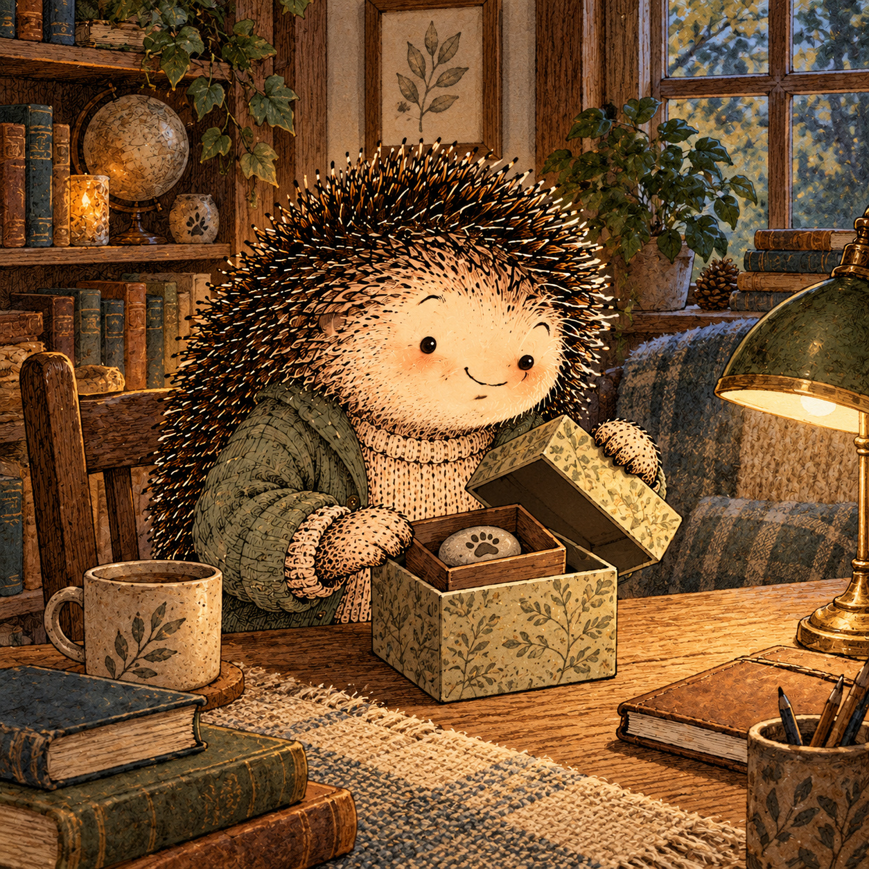 A gentle cream-faced, spiky-furred woodland companion exploring Day 140: The Feeling Beneath the Feeling