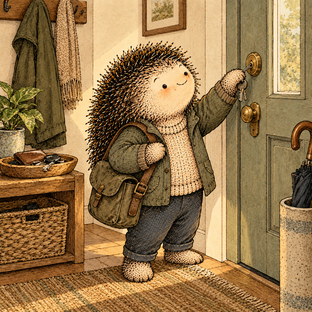 A gentle cream-faced, spiky-furred woodland companion exploring Day 177: What Still Requires Protection?