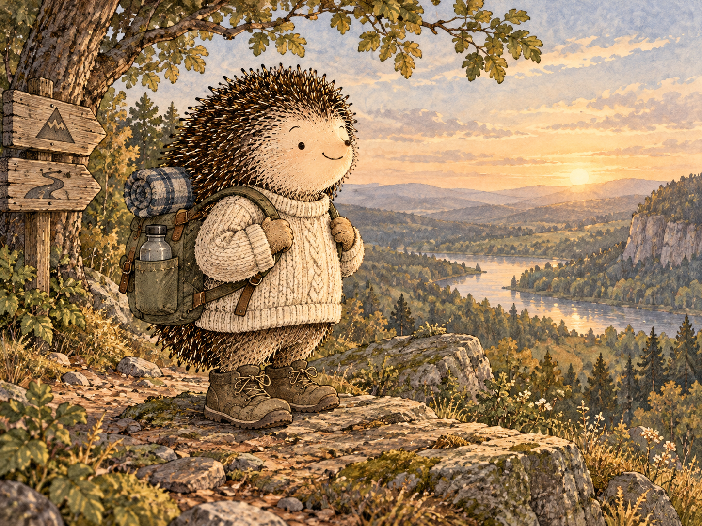 Day 311: Conditional Self-Trust Lets You Live More Freely Without Forgetting the Evidence That Made Freedom Possible. Woodland hedgehog illustration.