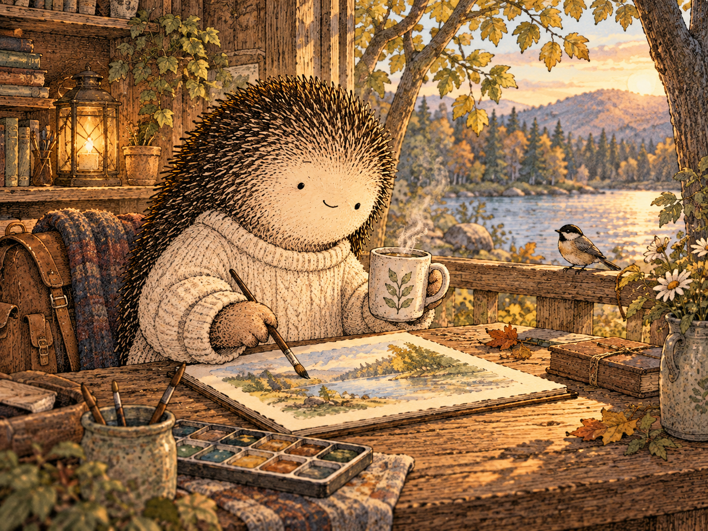 Day 118: One Meaningful Hour Can Feel Better Than Five More Efficient Ones. Woodland hedgehog illustration.