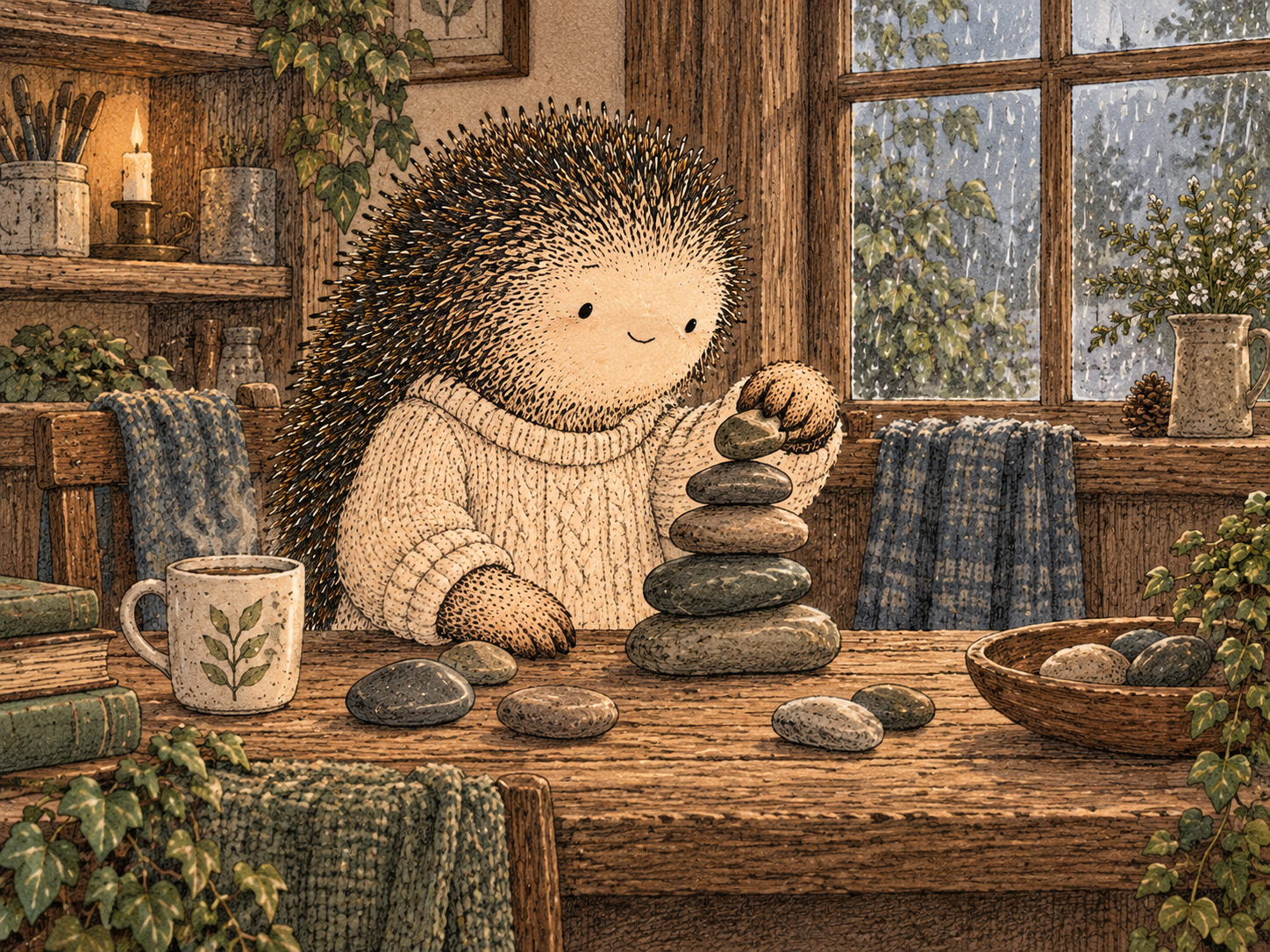 Day 224: Seeing the Stack Prevents You From Treating the Final Trigger as the Whole Problem. Woodland hedgehog illustration.