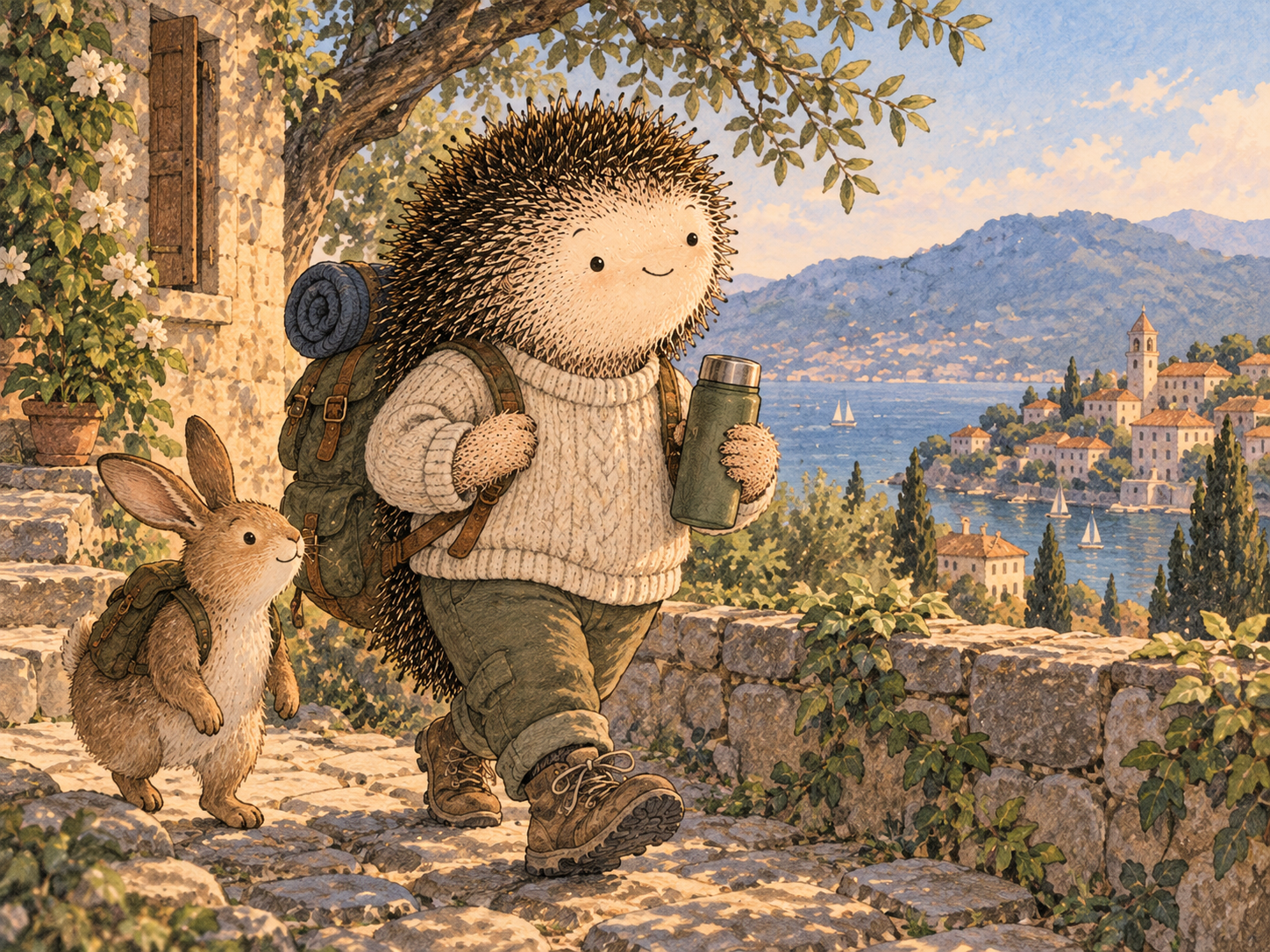 Day 54: Travel Can Still Feel Different Without Making Your Body Pay for Every Difference. Woodland hedgehog illustration.